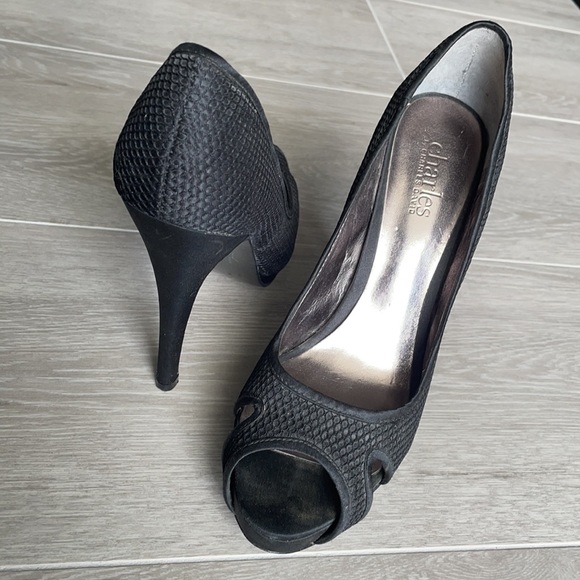 Charles David black net peeptoe heels - Picture 4 of 7